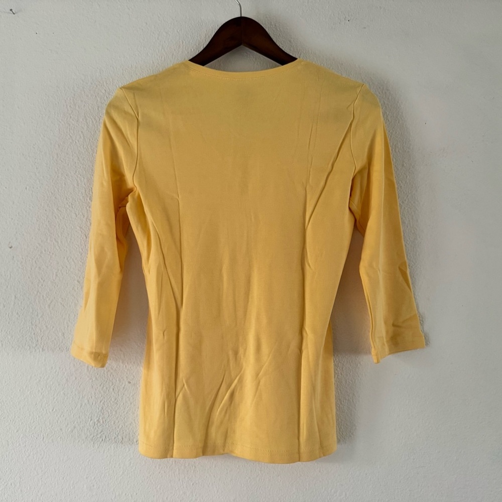 Karen Scott 100% Cotton Basic V-neck Everyday Staple Tee 3/4 Sleeve Size Small - Picture 4 of 5